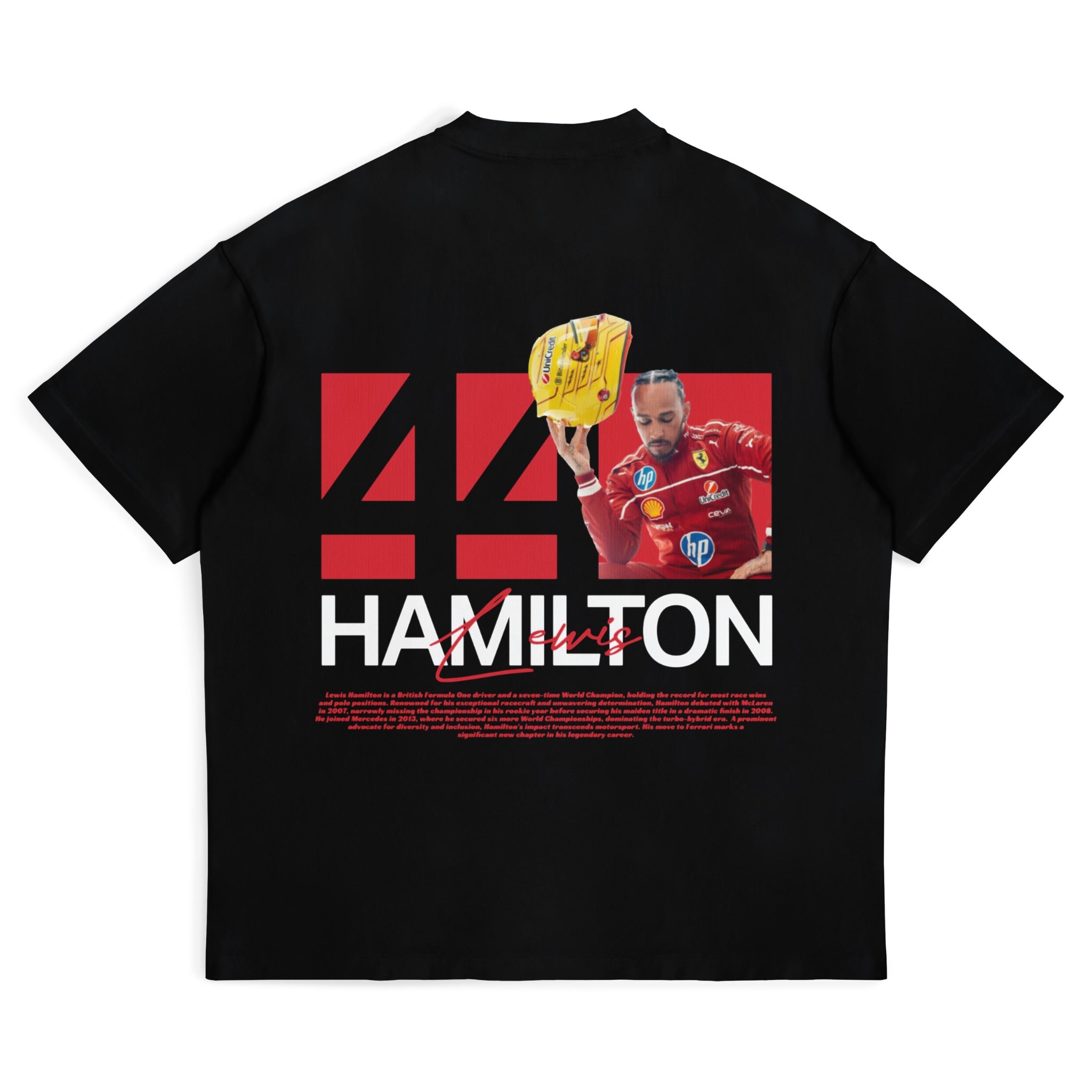 Hamilton 25' Yellow Helmet Tee - Motorsport Merch - F1 Apparel - Clothing