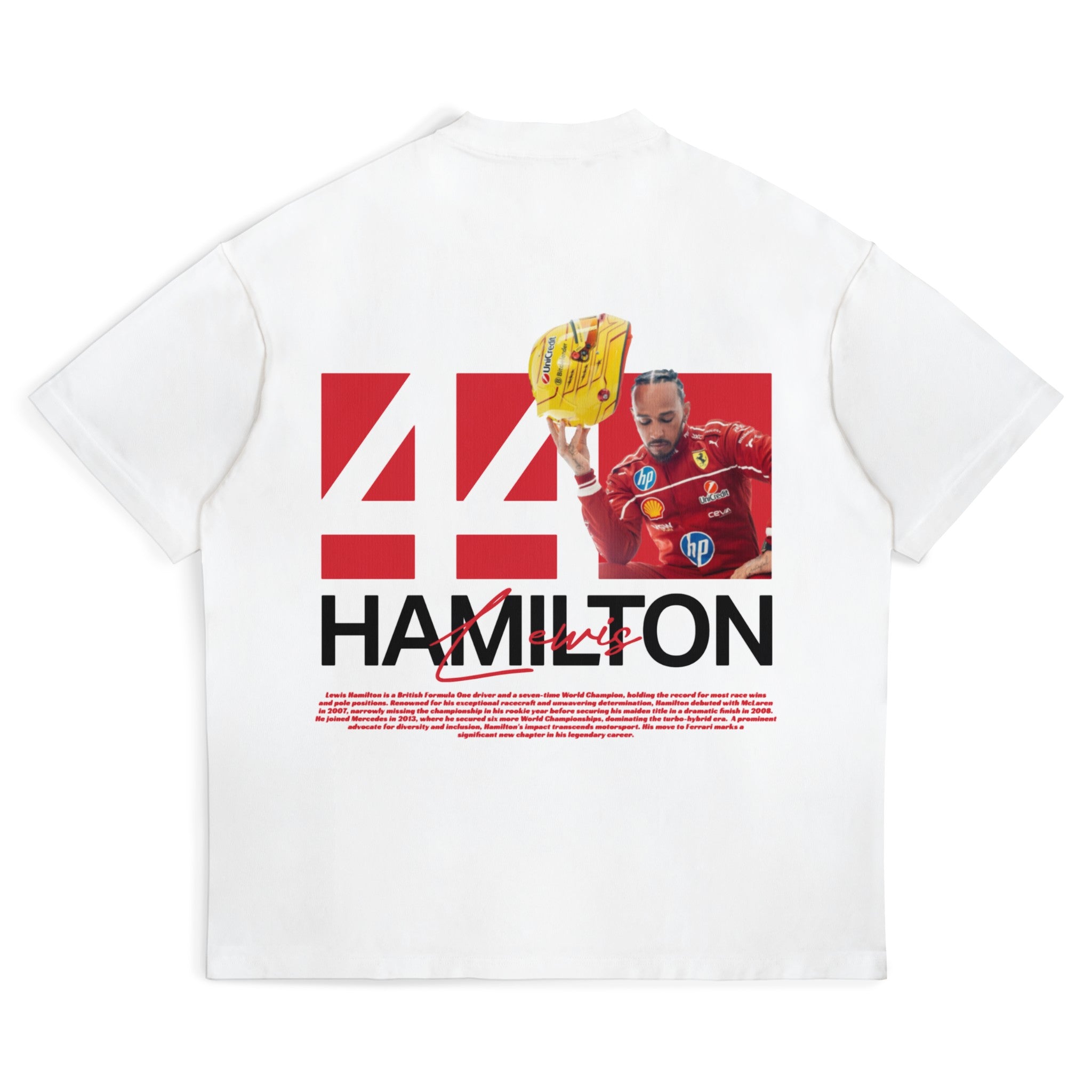 Hamilton 25' Yellow Helmet Tee - Motorsport Merch - F1 Apparel - Clothing