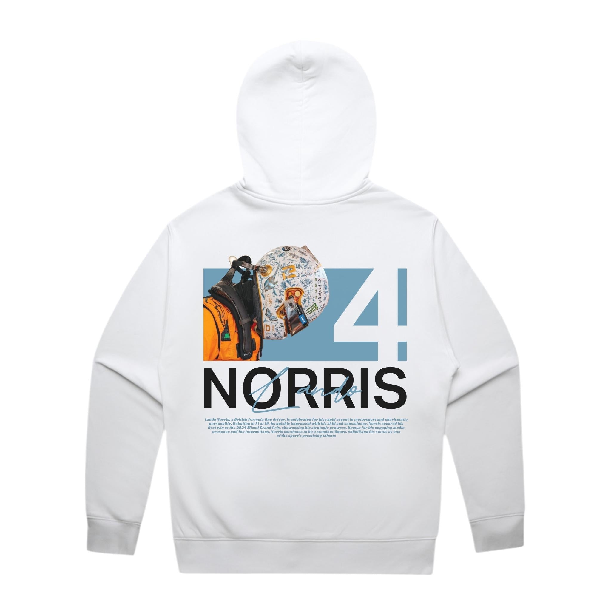 Norris White Helmet Hoodie - Motorsport Merch - F1 Apparel - Clothing