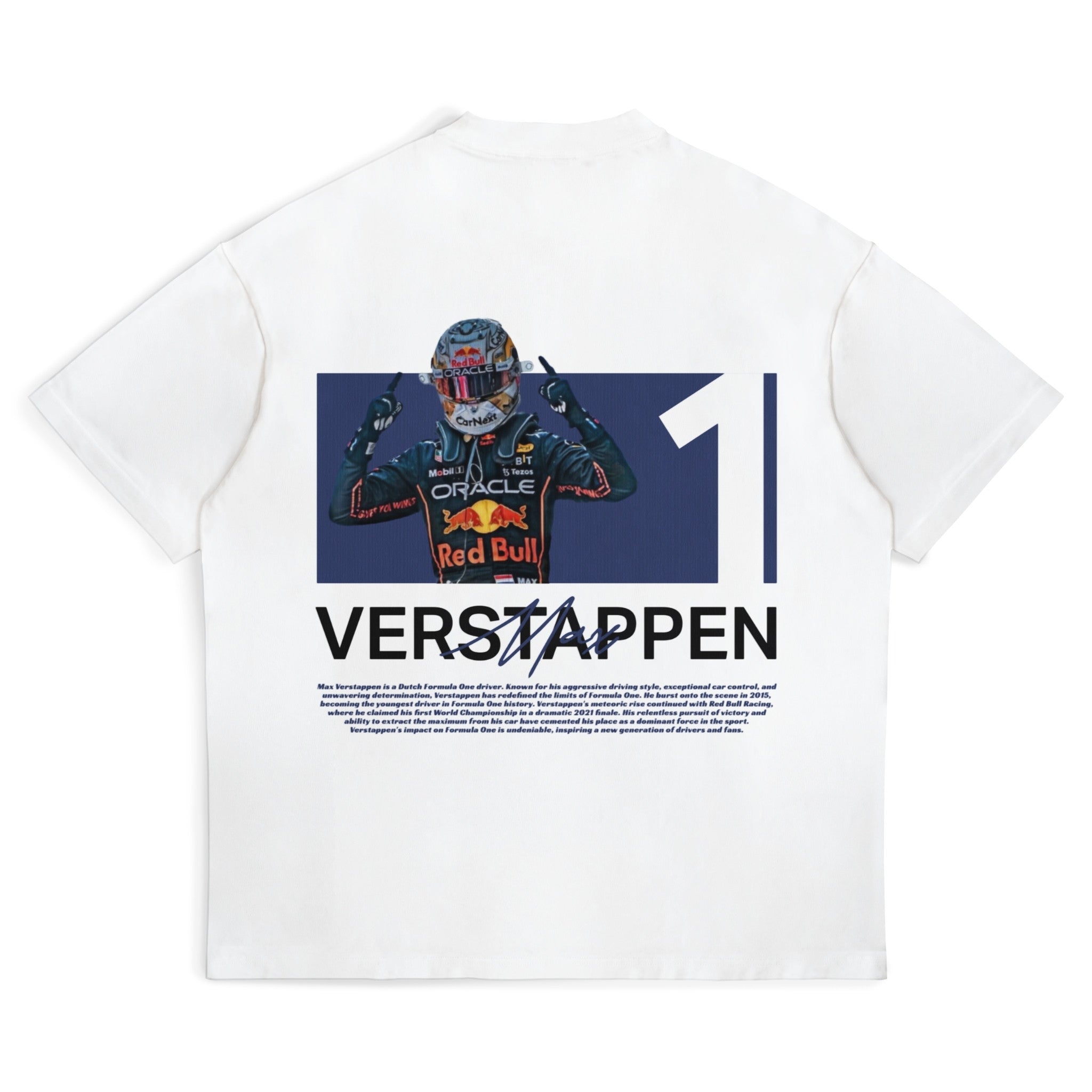 Verstappen White Helmet Tee - Motorsport Merch - F1 Apparel - Clothing