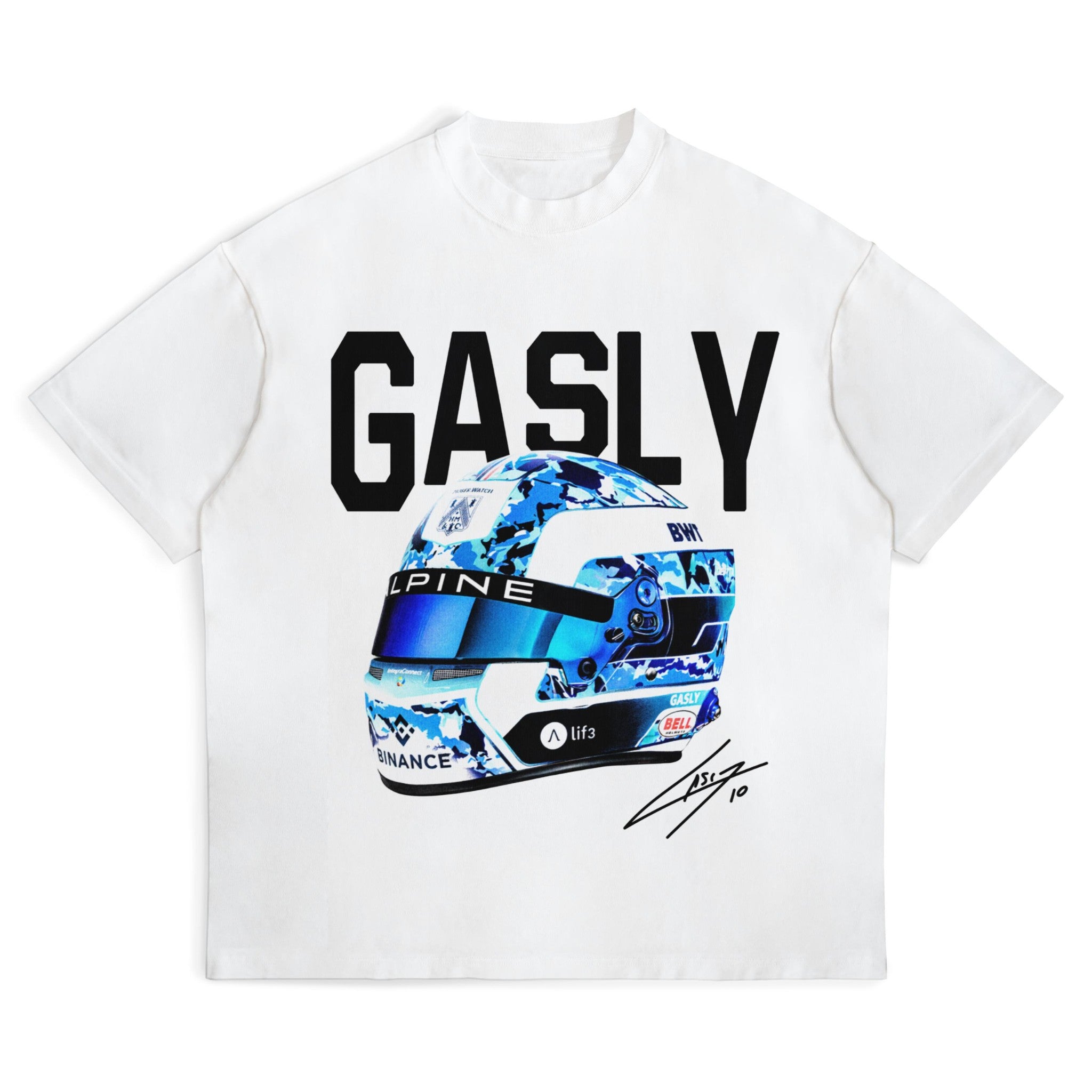 Gasly Big Helmet Tee - Motorsport Merch - F1 Apparel - Clothing