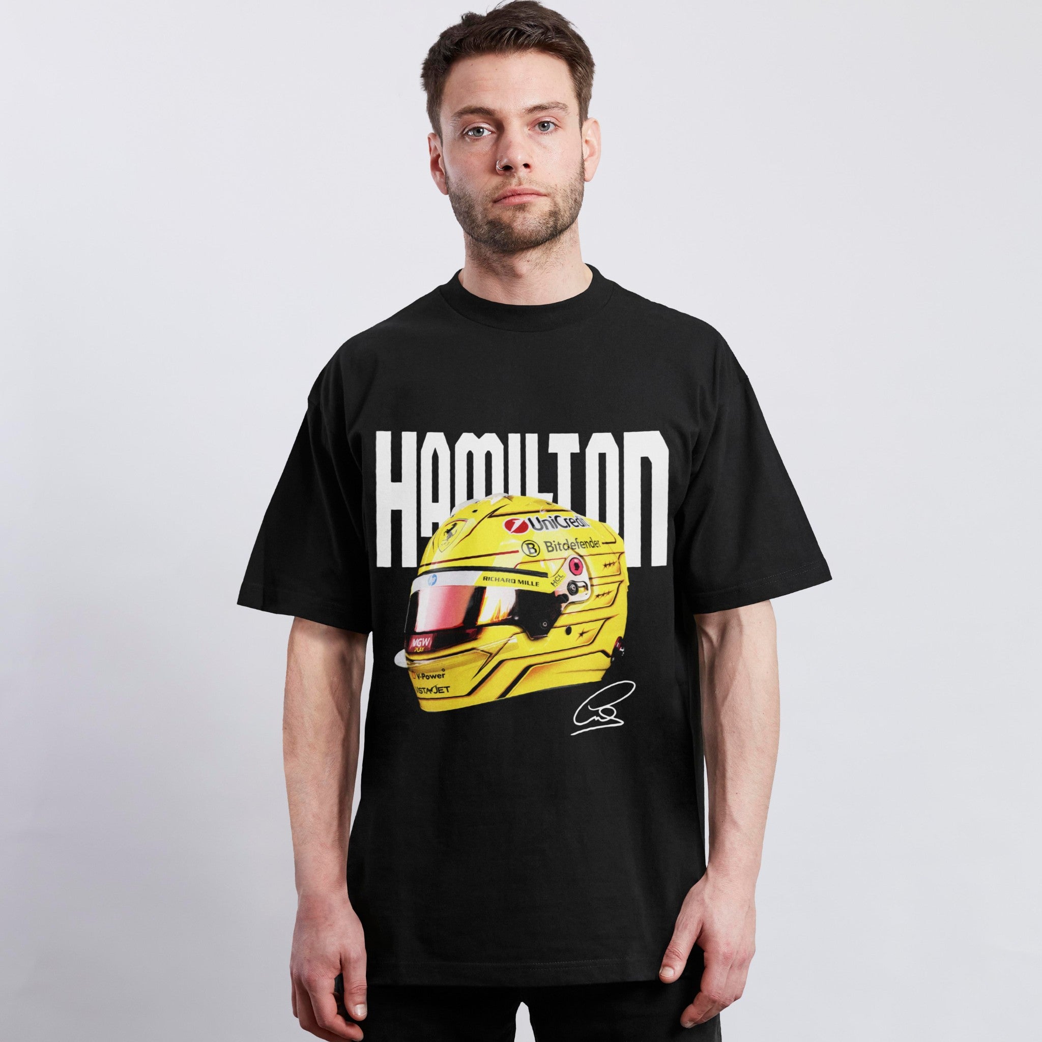 Hamilton Big Helmet Tee - Motorsport Merch - F1 Apparel - Clothing
