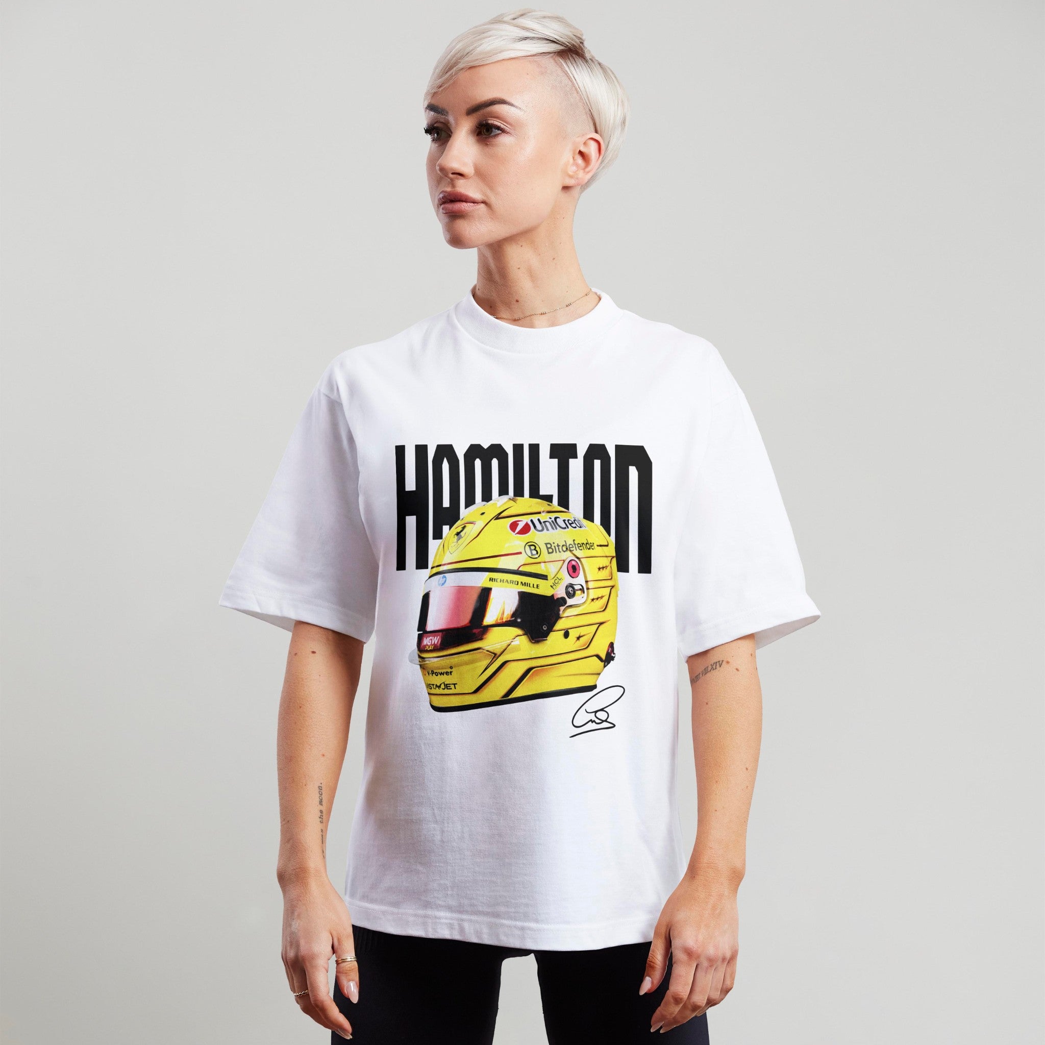 Hamilton Big Helmet Tee - Motorsport Merch - F1 Apparel - Clothing