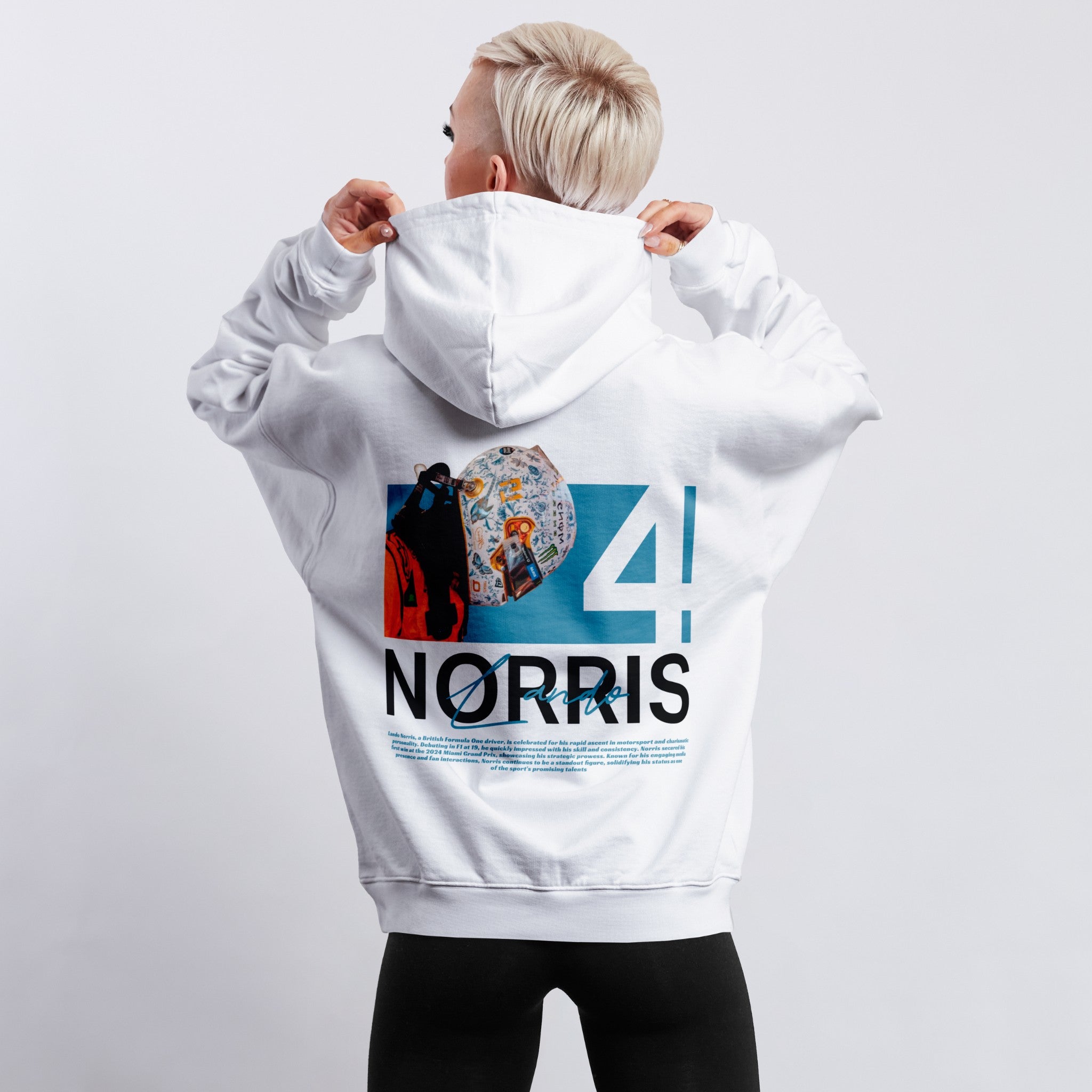 Norris White Helmet Hoodie - Motorsport Merch - F1 Apparel - Clothing