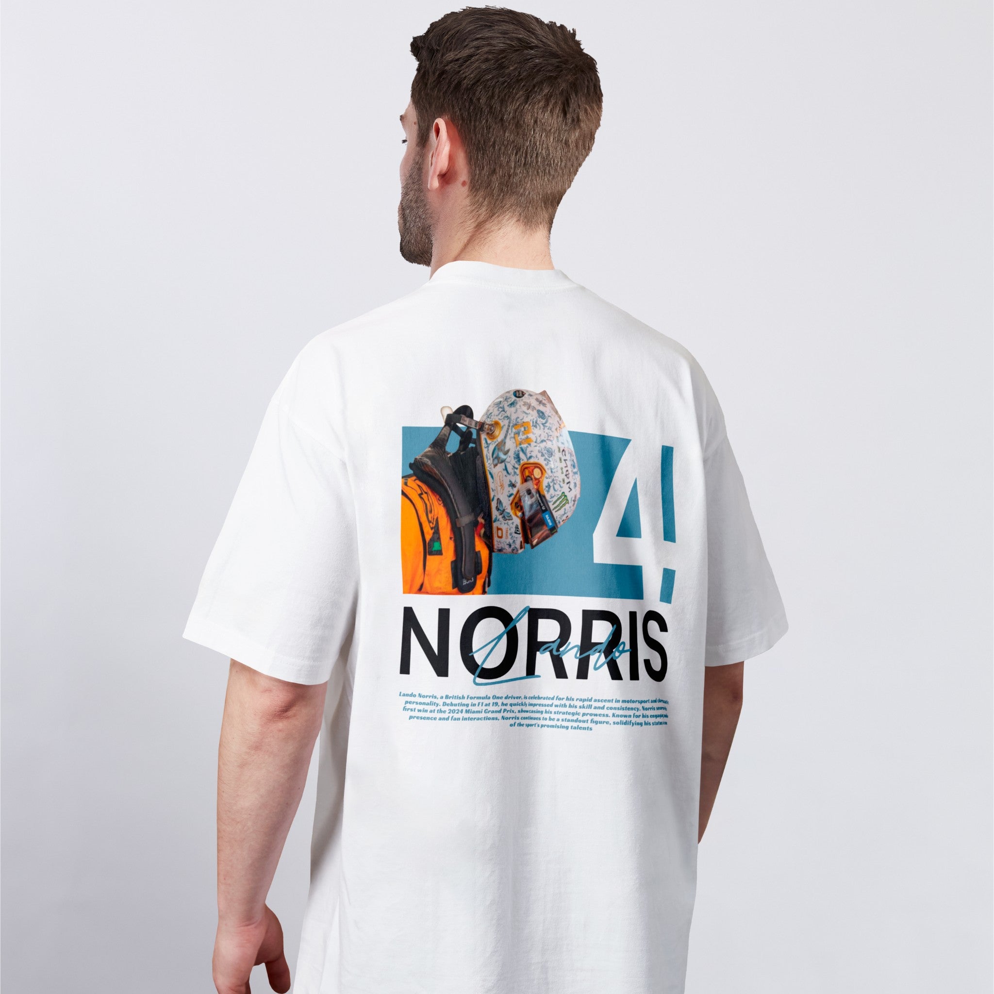 Norris White Helmet Tee - Motorsport Merch - F1 Apparel - Clothing