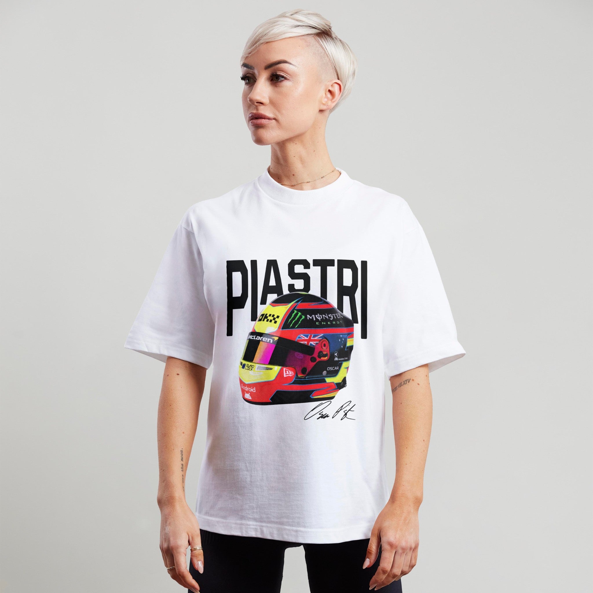 Piastri Big Helmet Tee - Motorsport Merch - F1 Apparel - Clothing