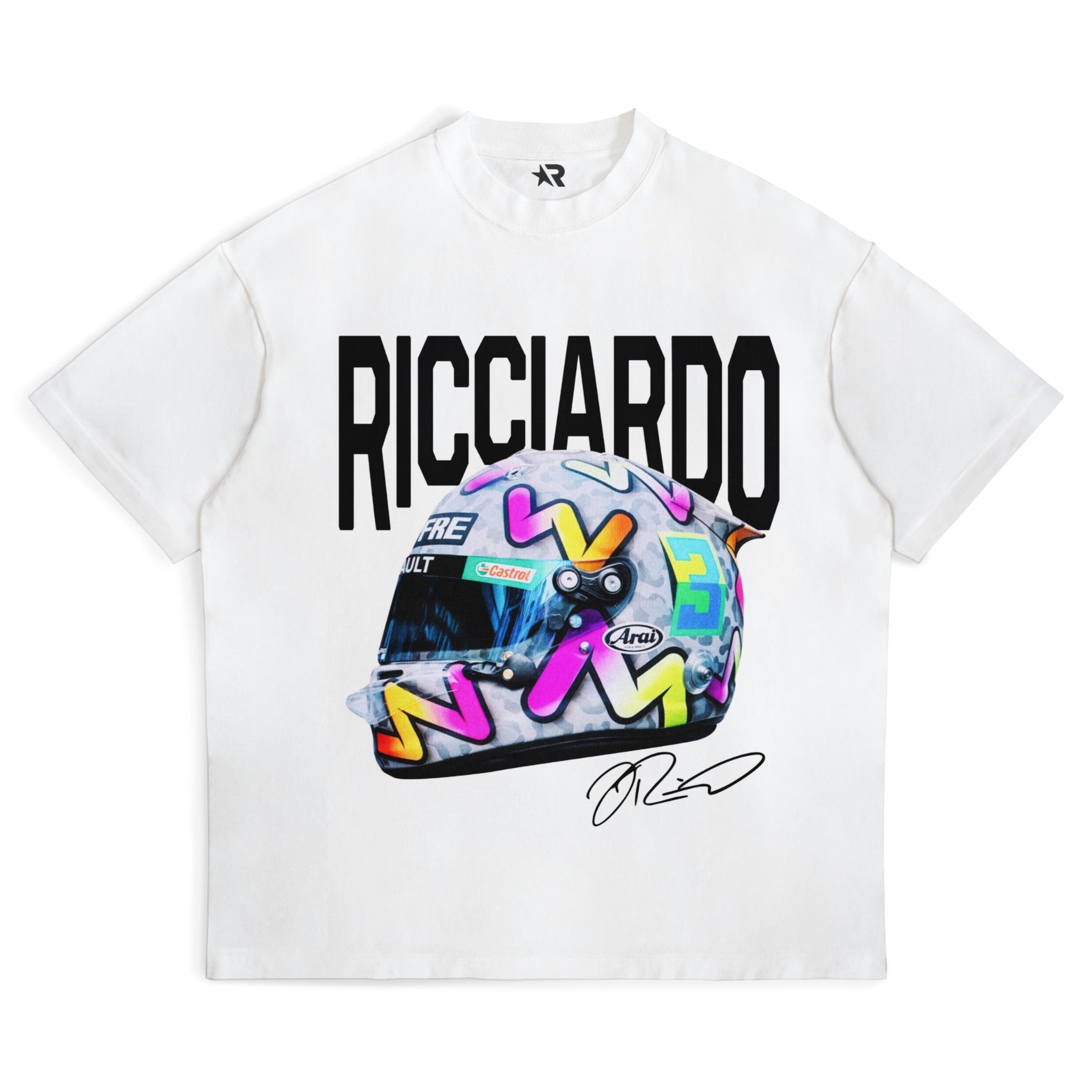 Ricciardo Big Helmet Tee - Motorsport Merch - F1 Apparel - Clothing