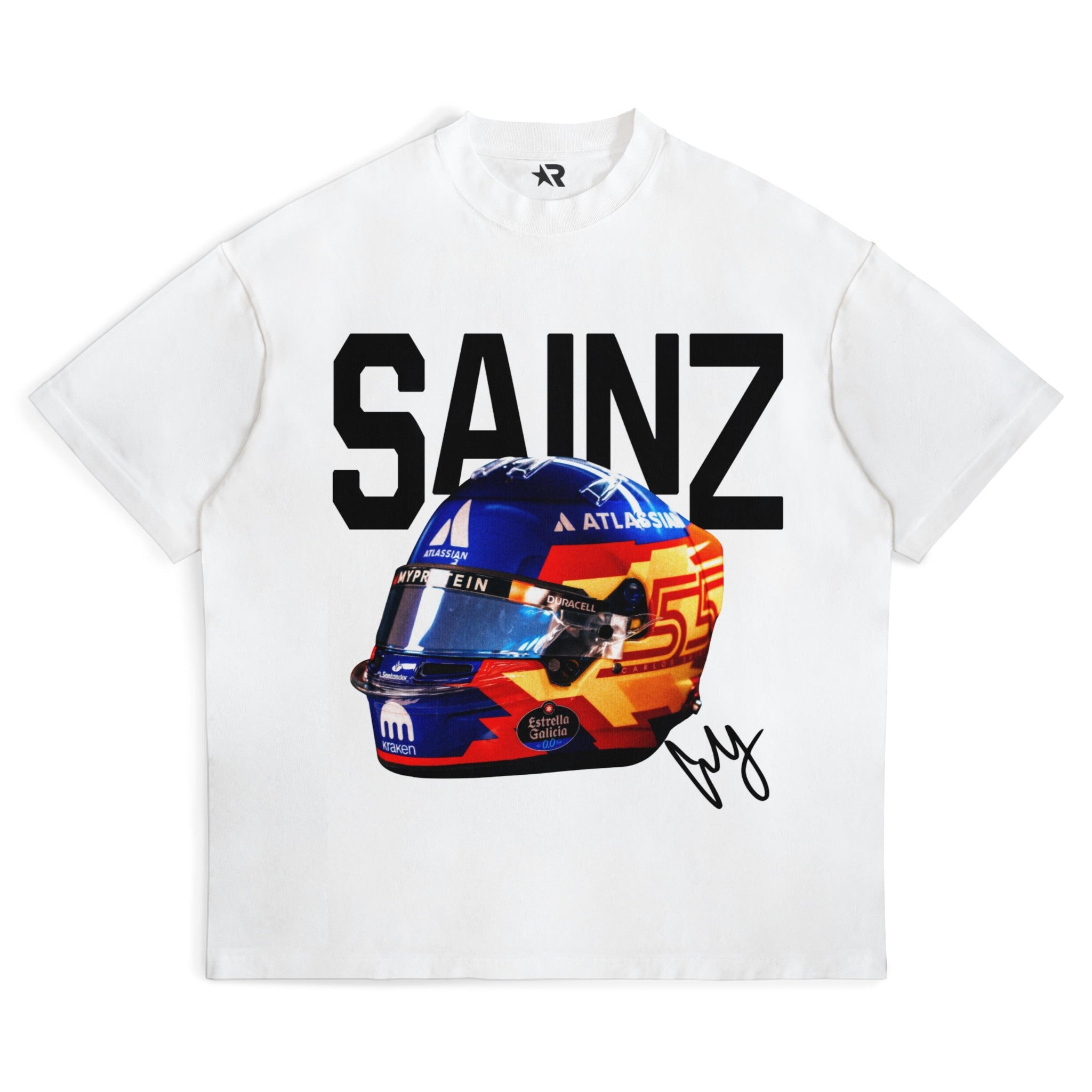 Sainz Big Helmet Tee - Motorsport Merch - F1 Apparel - Clothing