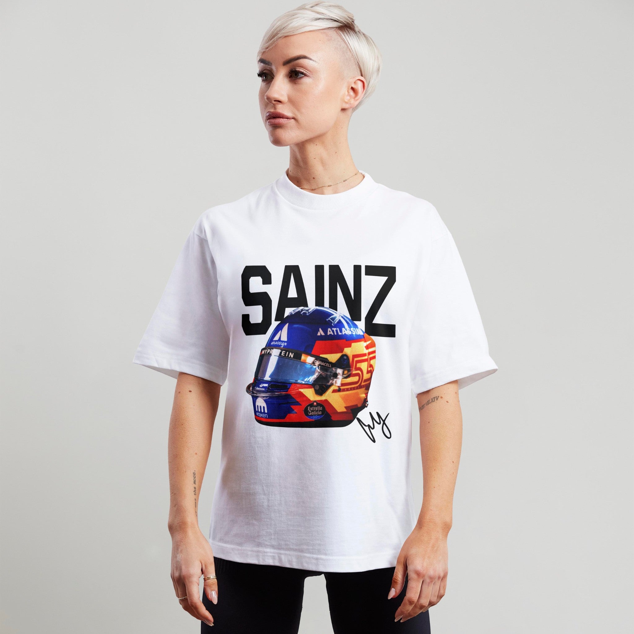 Sainz Big Helmet Tee - Motorsport Merch - F1 Apparel - Clothing