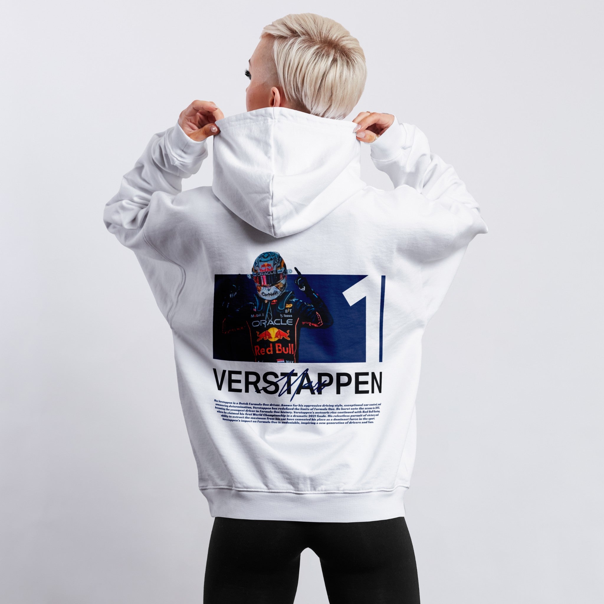 Verstappen White Helmet Hoodie - Motorsport Merch - F1 Apparel - Clothing