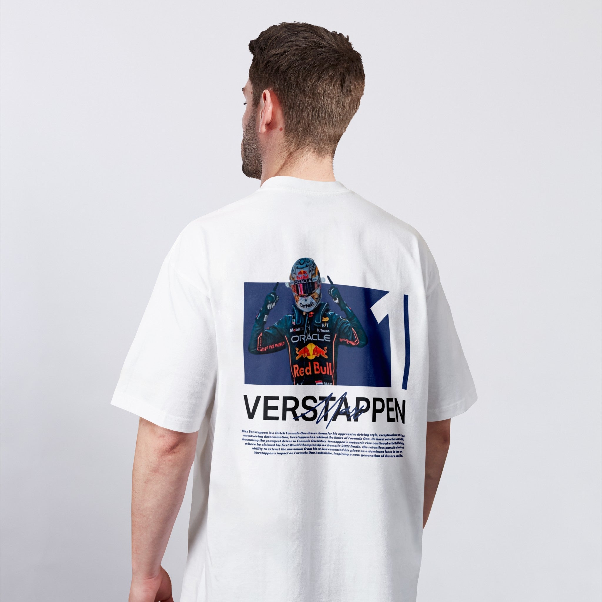 Verstappen White Helmet Tee - Motorsport Merch - F1 Apparel - Clothing