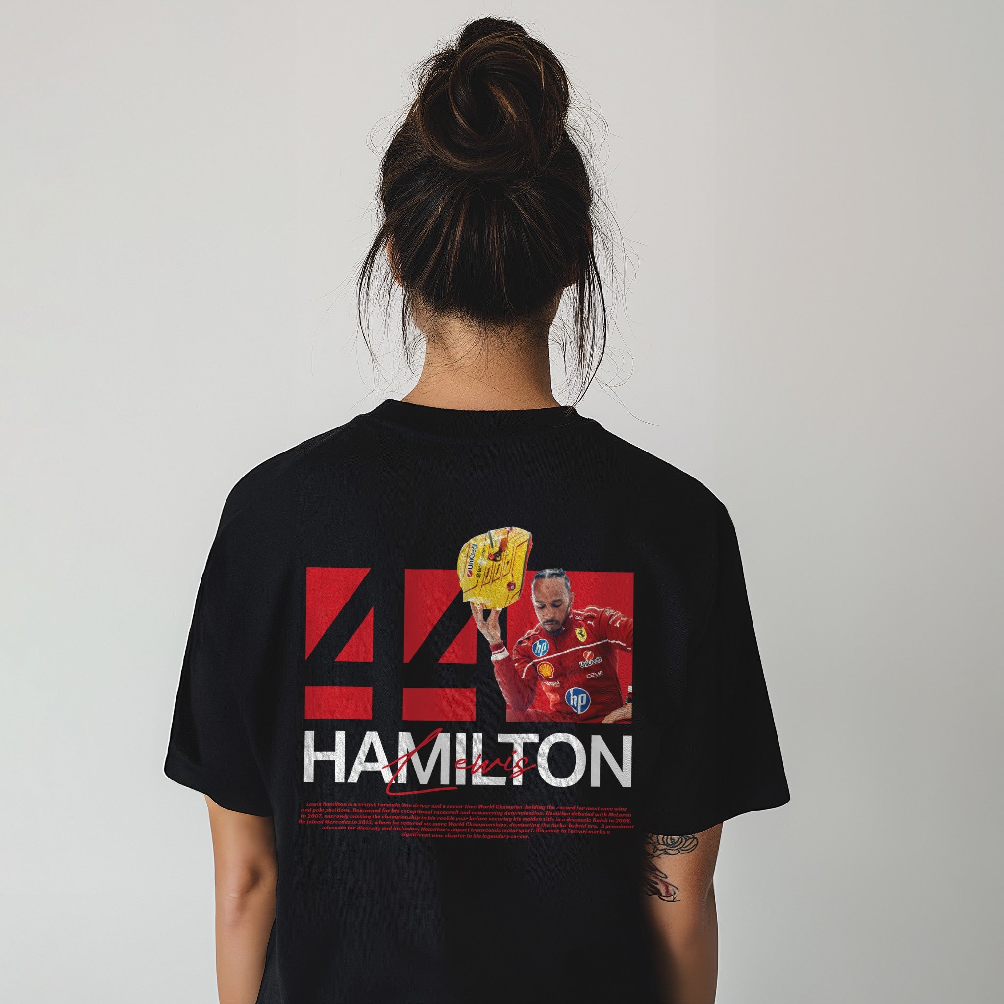 Hamilton 25' Yellow Helmet Tee - Motorsport Merch - F1 Apparel - Clothing