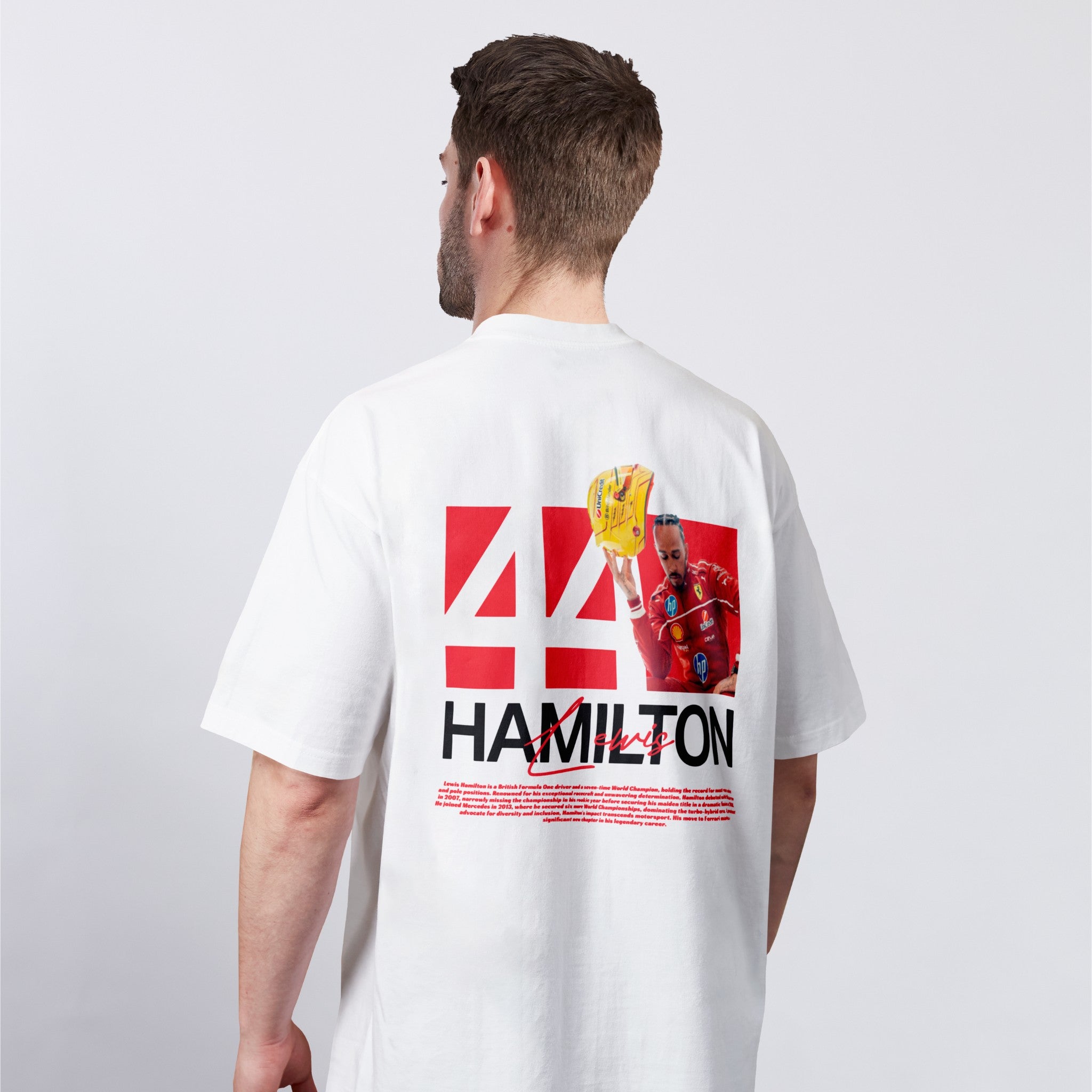 Hamilton 25' Yellow Helmet Tee - Motorsport Merch - F1 Apparel - Clothing
