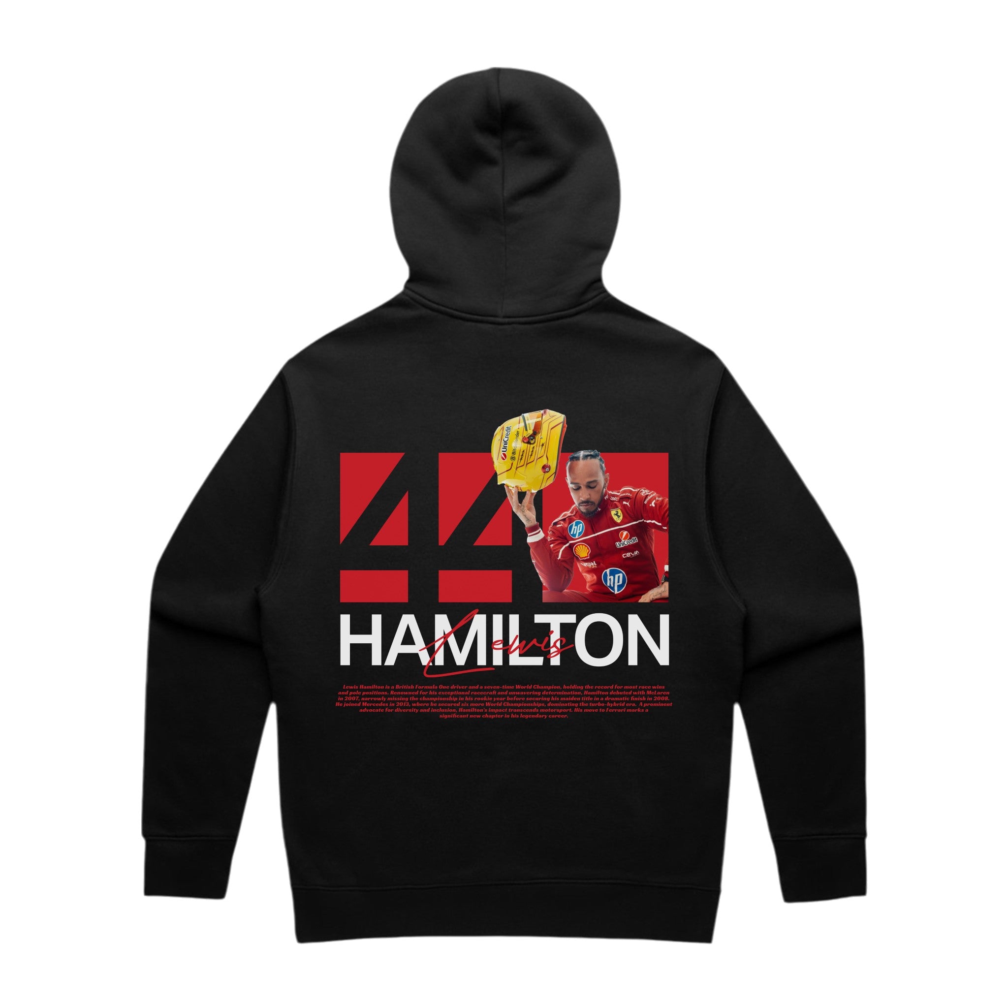 Hamilton 25' Yellow Helmet Hoodie - Motorsport Merch - F1 Apparel - Clothing
