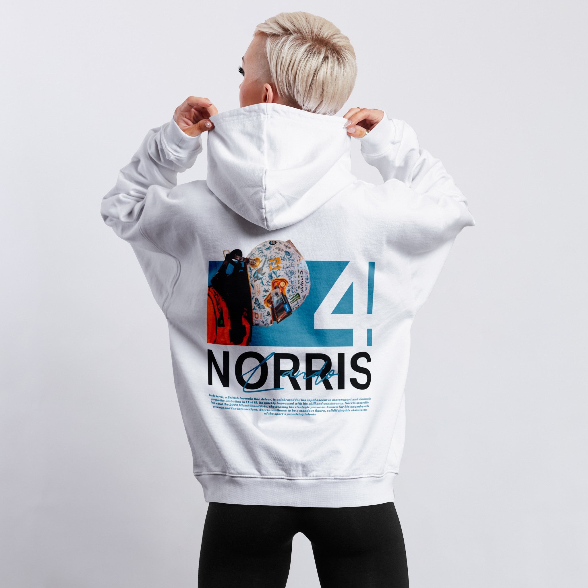 Norris White Helmet Hoodie - Motorsport Merch - F1