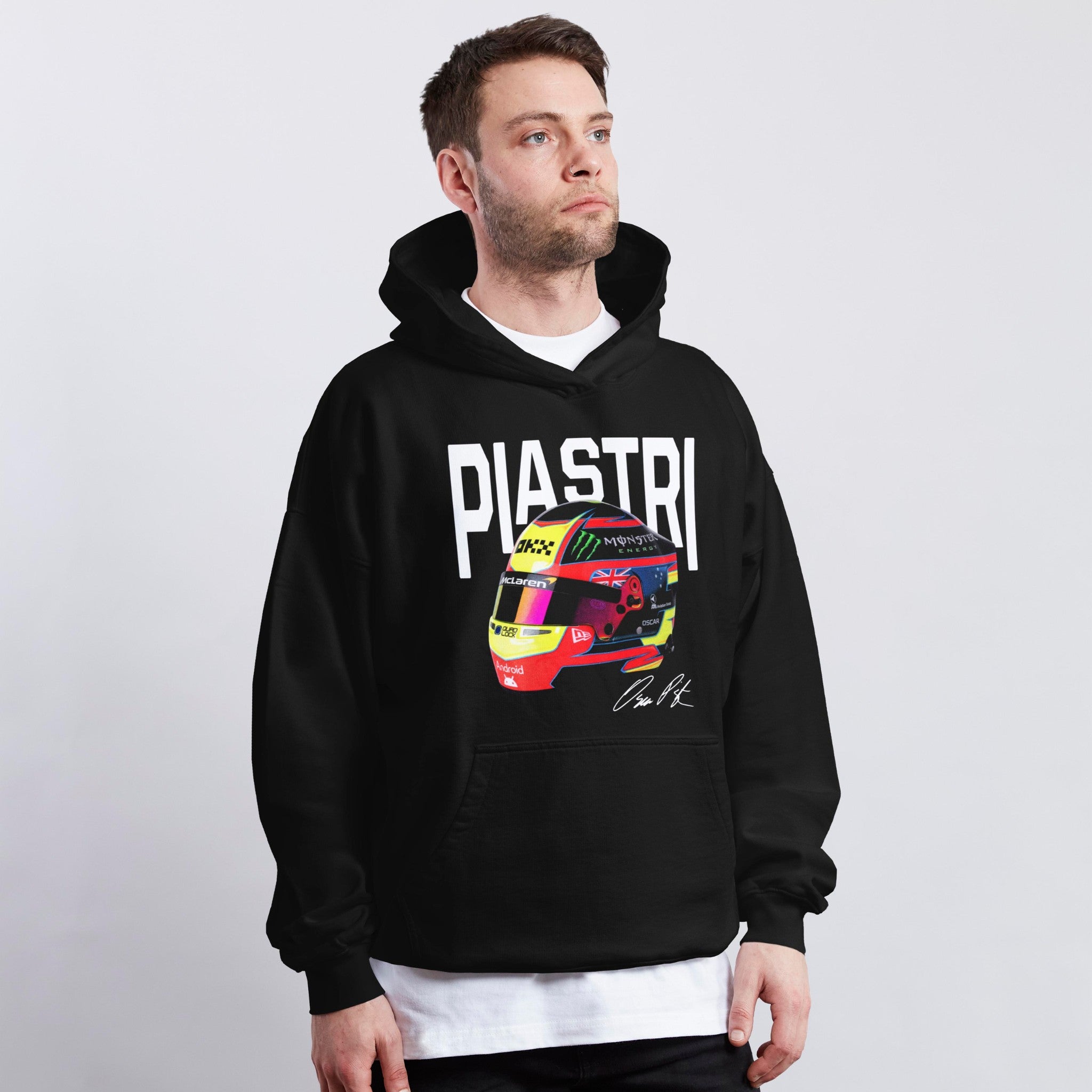 Piastri Big Helmet Hoodie - Motorsport Merch - F1 Apparel - Clothing