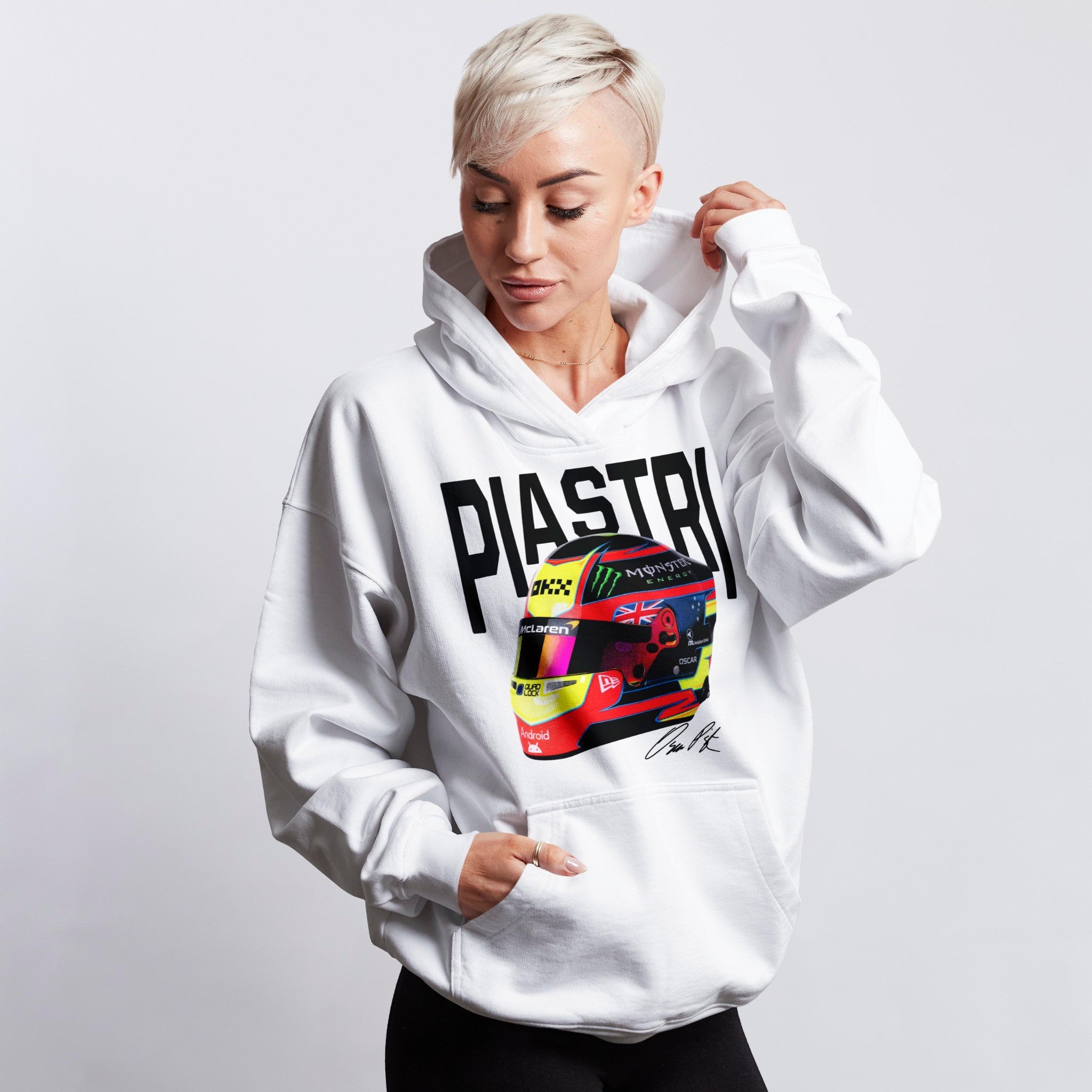 Piastri Big Helmet Hoodie - Motorsport Merch - F1 Apparel - Clothing