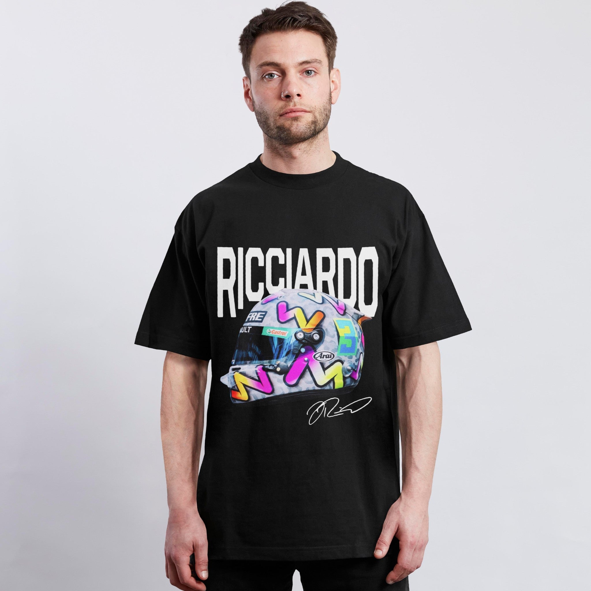 Ricciardo Big Helmet Tee - Motorsport Merch - F1 Apparel - Clothing