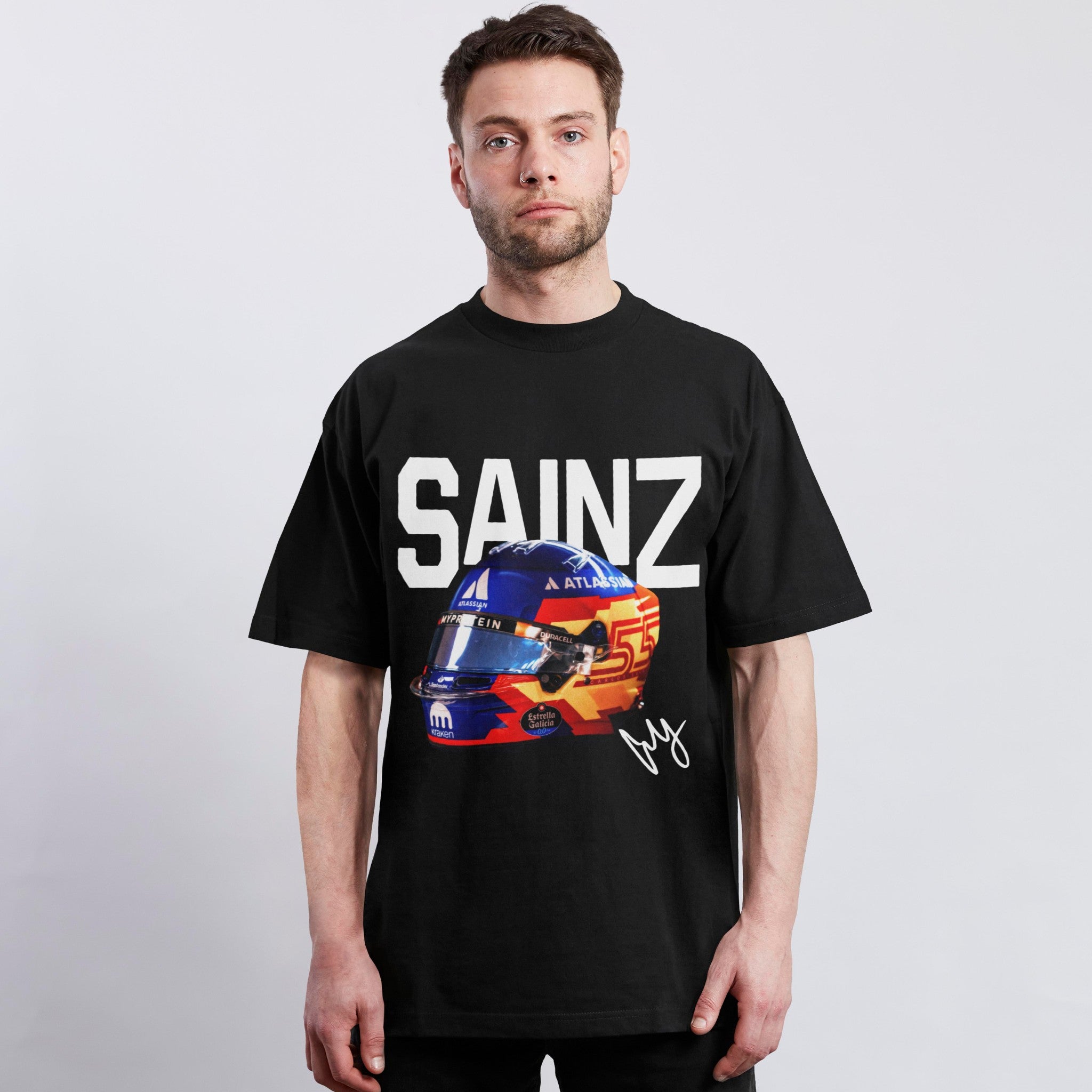 Sainz Big Helmet Tee - Motorsport Merch - F1 Apparel - Clothing
