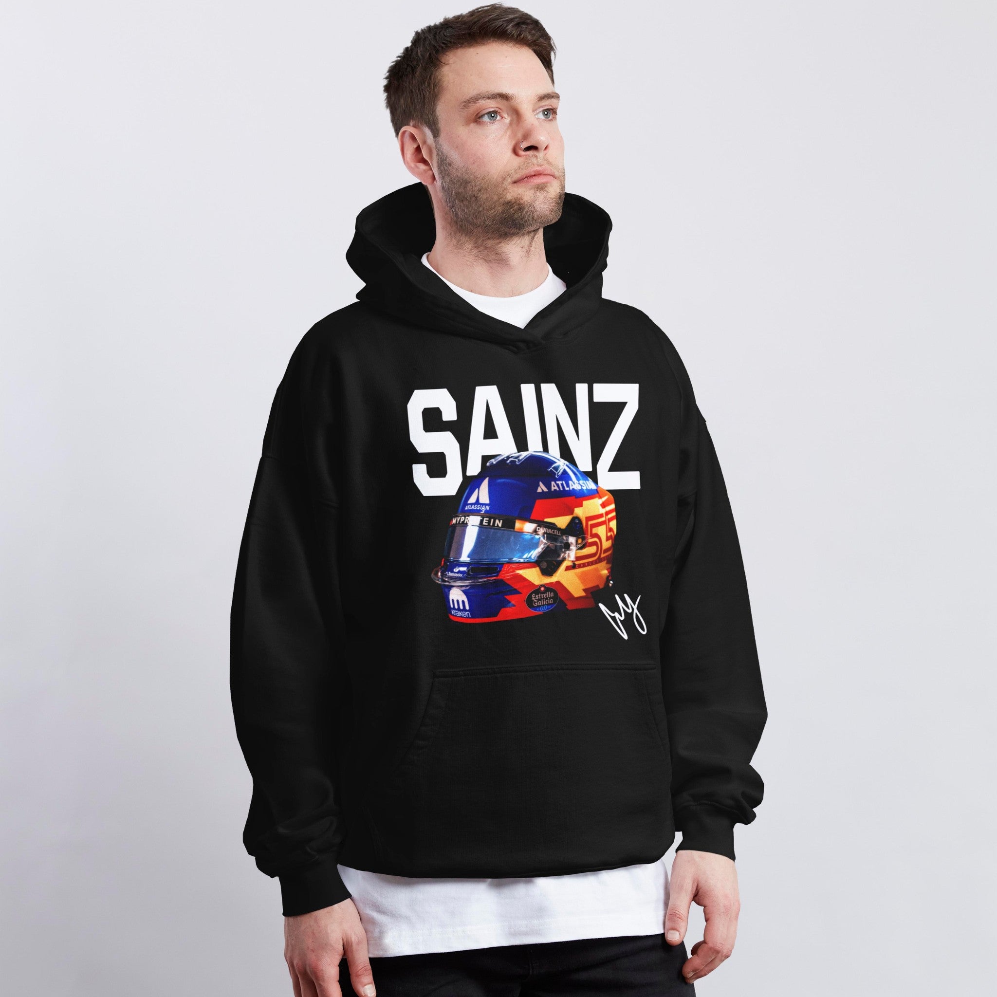 Sainz Big Helmet Hoodie - Motorsport Merch - F1 Apparel - Clothing