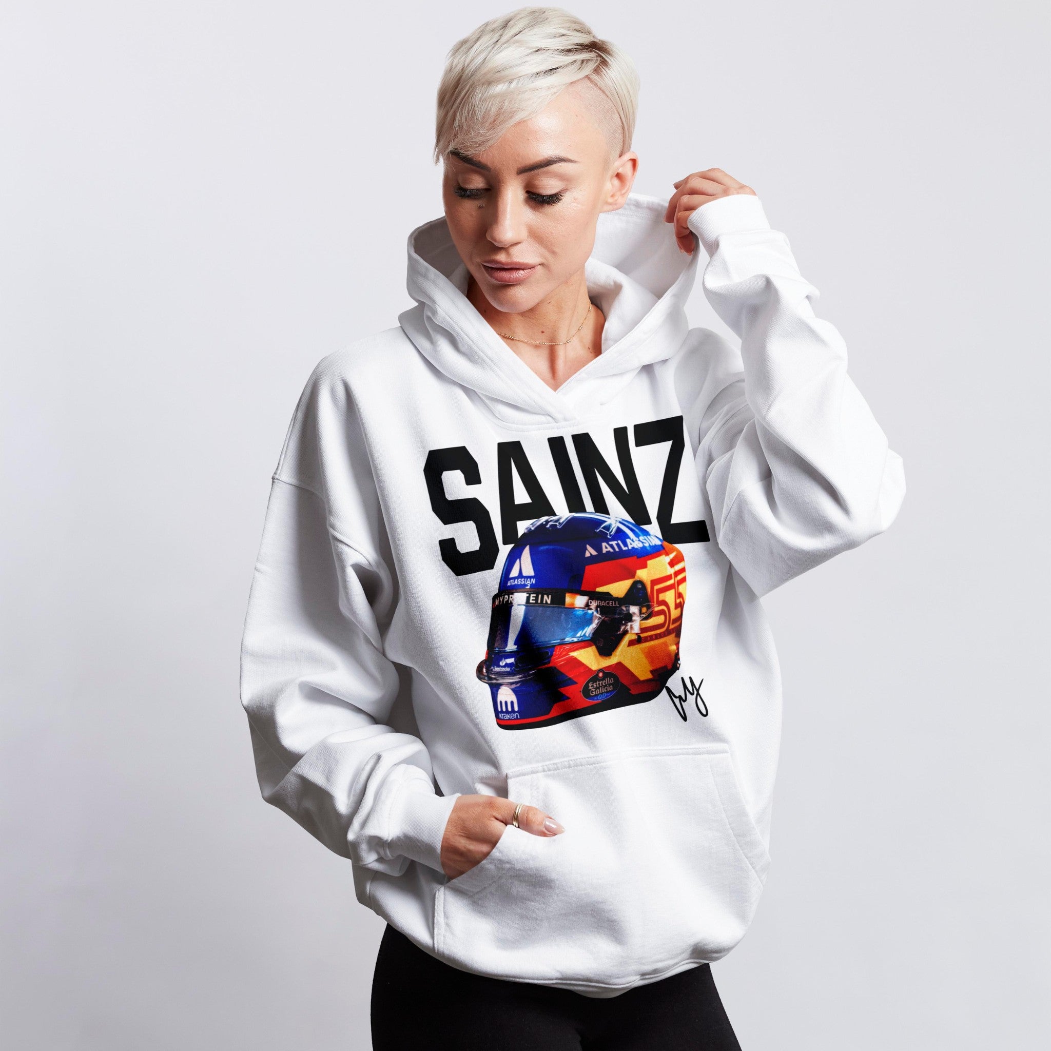 Sainz Big Helmet Hoodie - Motorsport Merch - F1 Apparel - Clothing